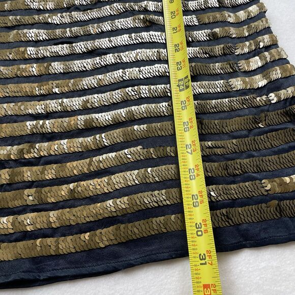 French Connection SERPENT SEQUIN Women’s Short Sleeve Mini Dress Black Gold-6 - Picture 6 of 12